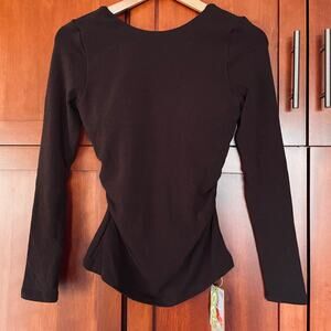 OGL Open Back Brami Top Side Ruched Eco Mousse Brown Size Small NEW